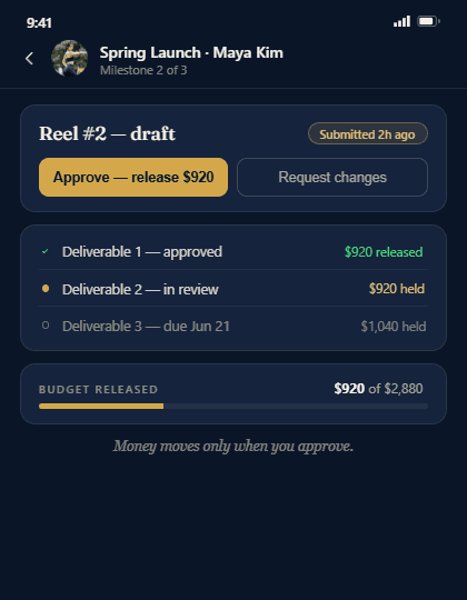 Deliverable approvals and budget release